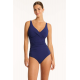 Sea Level - Messina Cross Front One Piece - French Navy