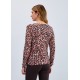 French Dressing - V-Neck Pointelle Sleeve Sweater - Light Leopard