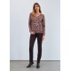 French Dressing - V-Neck Pointelle Sleeve Sweater - Light Leopard