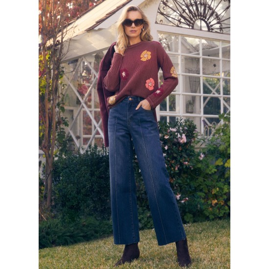 French Dressing - Floral Intarsia Sweater - Warm Bronze