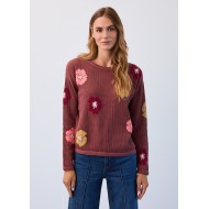 French Dressing - Floral Intarsia Sweater - Warm Bronze