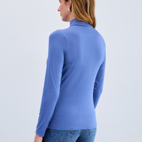 French Dressing - Long Sleeve Mock Neck Top - Blueberry