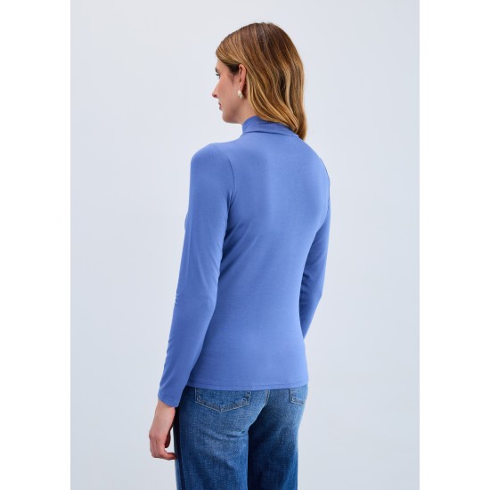 French Dressing - Long Sleeve Mock Neck Top - Blueberry