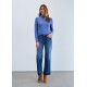 French Dressing - Long Sleeve Mock Neck Top - Blueberry
