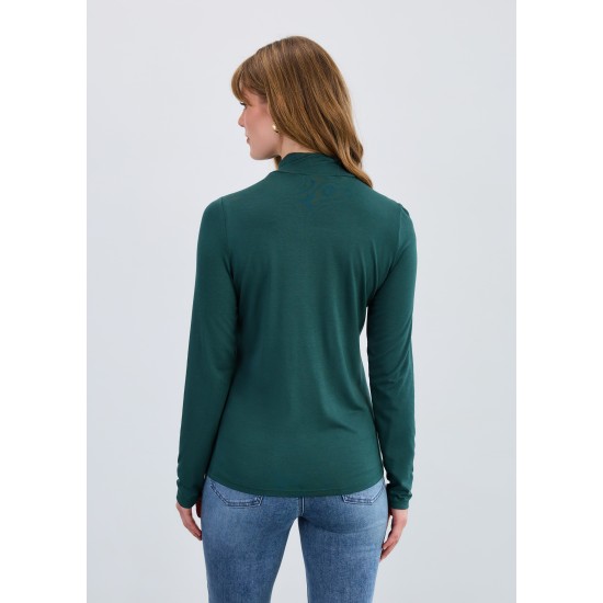 French Dressing - Long Sleeve Mock Neck Top - Spruce