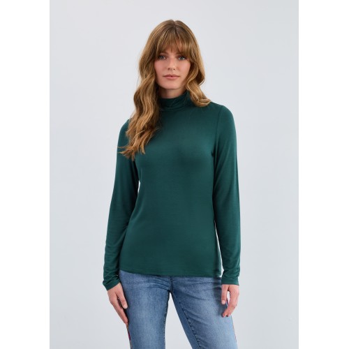 French Dressing - Long Sleeve Mock Neck Top - Spruce