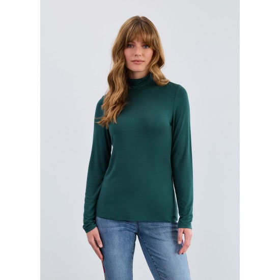 French Dressing - Long Sleeve Mock Neck Top - Spruce