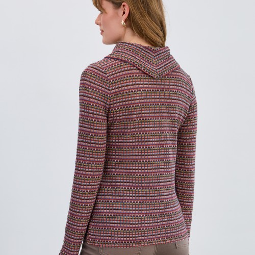 French Dressing - Long Sleeve Cowl Neck Top - Dover Stripe