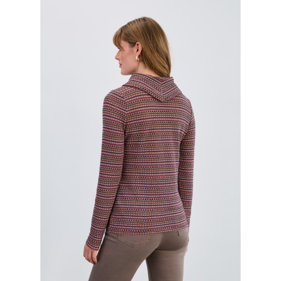 French Dressing - Long Sleeve Cowl Neck Top - Dover Stripe
