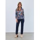 French Dressing - Embellished Neck Top - Damask Wash