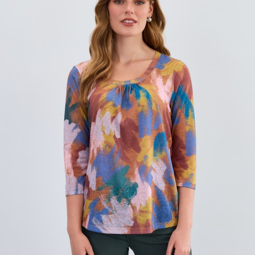French Dressing - Scoop Neck Top - Abstract Print