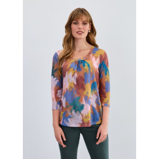 French Dressing - Scoop Neck Top - Abstract Print