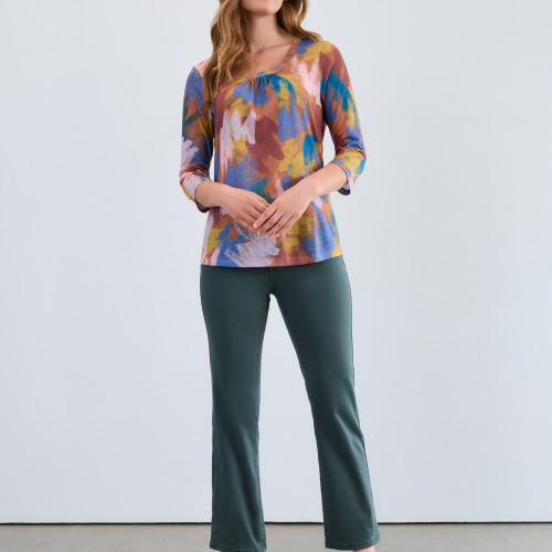 French Dressing - Scoop Neck Top - Abstract Print