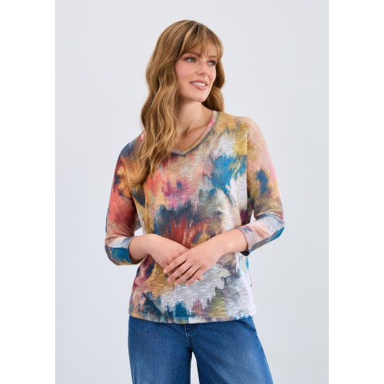 French Dressing - Dolman V-Neck Top - Fall Bouquet