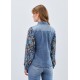 French Dressing - Pleated Sleeve Chambray Shirt - Watercolour