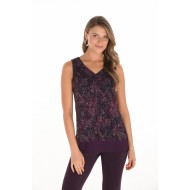 Frank Lyman - Woven Top #253410 - Deep Plum/Pink