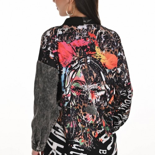 Frank Lyman - Woven Blouse #253749 - Black/Cheetah