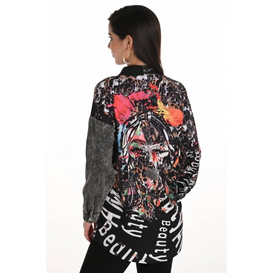 Frank Lyman - Woven Blouse #253749 - Black/Cheetah