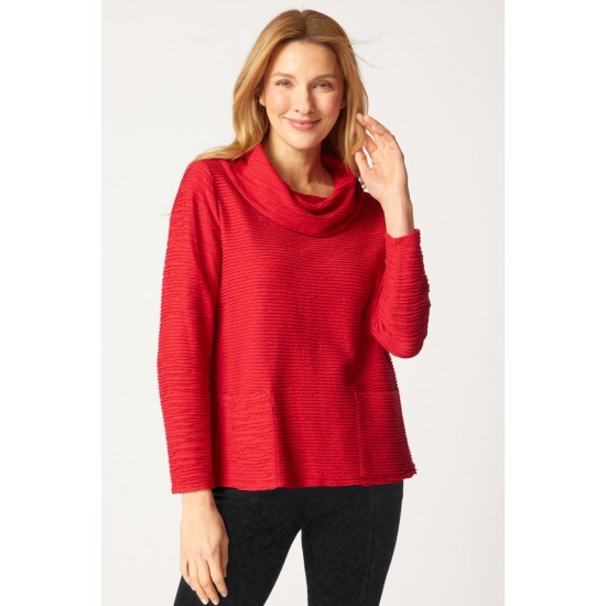 Habitat - Cowl Neck Pocket Top - Ruby