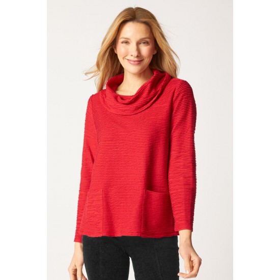 Habitat - Cowl Neck Pocket Top - Ruby