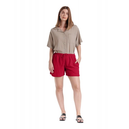 Oh My Gauze - Shorty Shorts - Crimson