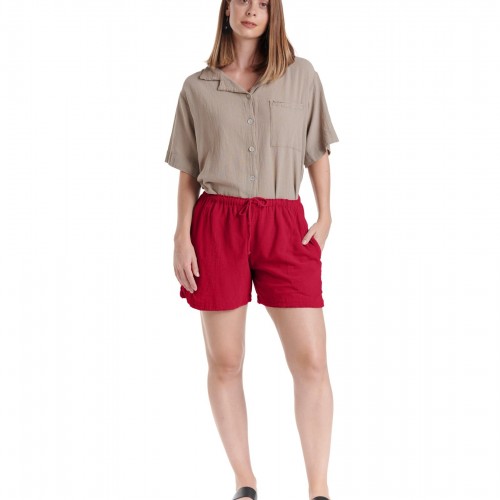 Oh My Gauze - Shorty Shorts - Crimson