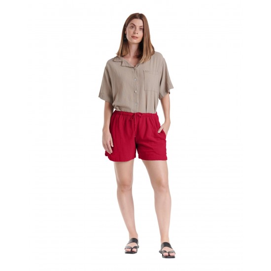 Oh My Gauze - Shorty Shorts - Crimson
