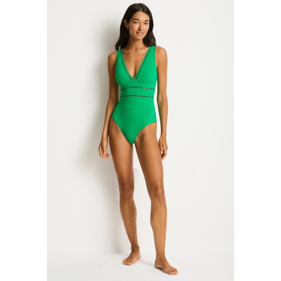 Sea Level - Eco Essentials Spliced One Piece - Kelly Green