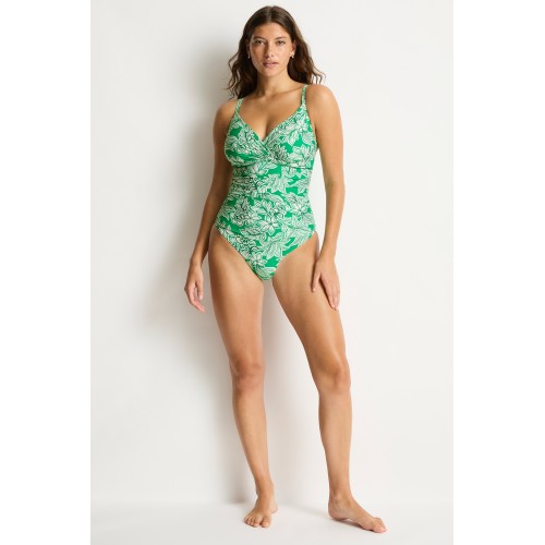 Sea Level - Palmera Wrap Front DD/E One Piece - Green