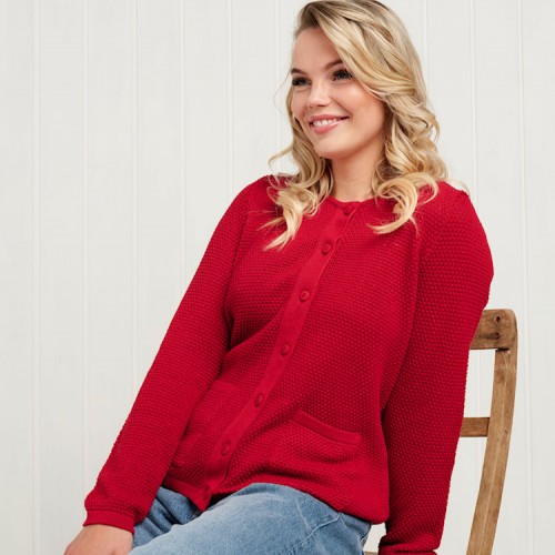 Skovhuus - Cotton Cardigan With Patch Pockets - Roccoco Red