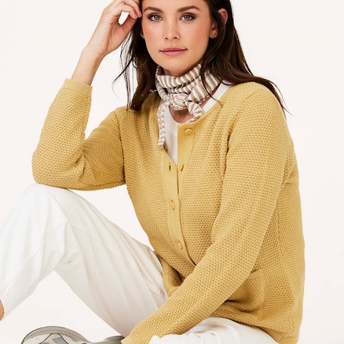 Skovhuus - Cotton Cardigan With Patch Pockets - Hemp Yellow