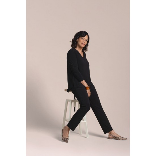 Sympli - Go To Soft V-Neck Top 3/4 Sleeve - Black