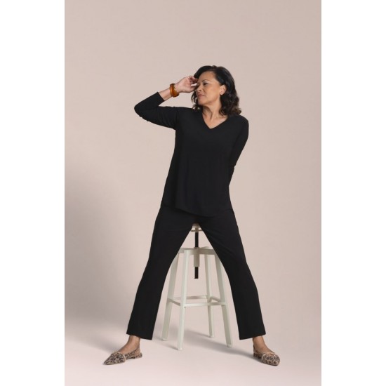 Sympli - Go To Soft V-Neck Top 3/4 Sleeve - Black