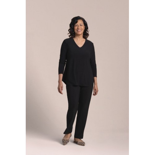 Sympli - Go To Soft V-Neck Top 3/4 Sleeve - Black