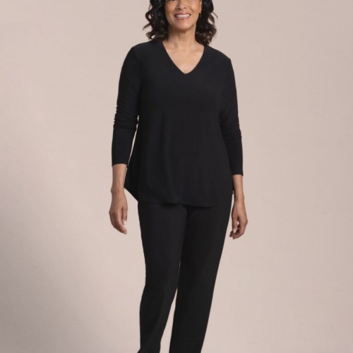 Sympli - Go To Soft V-Neck Top 3/4 Sleeve - Black