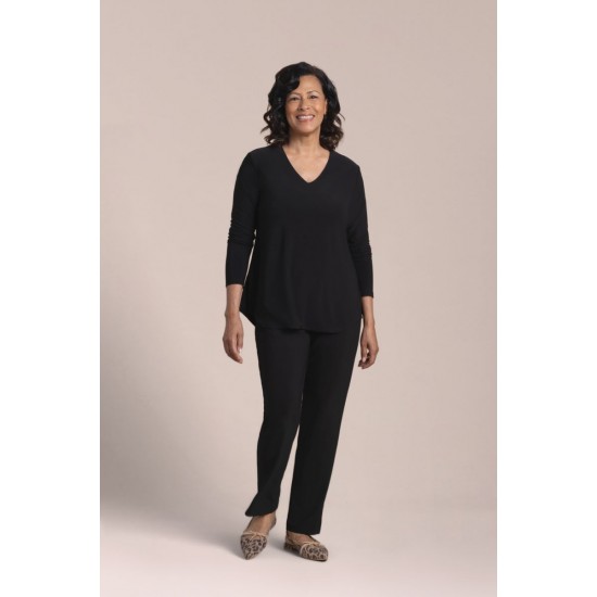 Sympli - Go To Soft V-Neck Top 3/4 Sleeve - Black