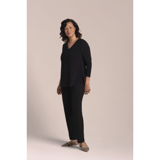 Sympli - Go To Soft V-Neck Top 3/4 Sleeve - Black
