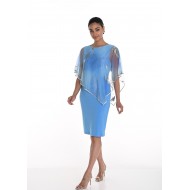 Frank Lyman - Knit Dress #258208 - Aqua/Multi