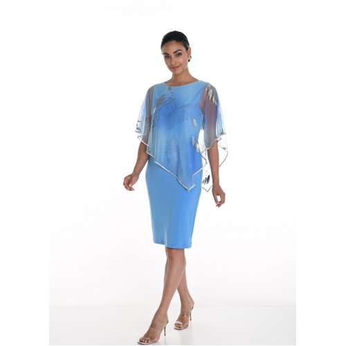 Frank Lyman - Knit Dress #258208 - Aqua/Multi