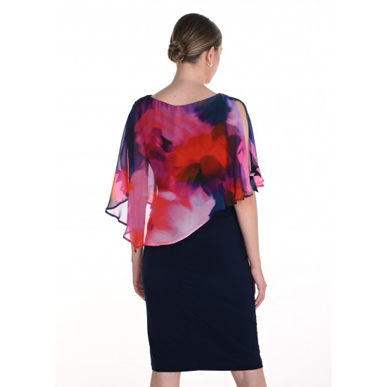 Frank Lyman - Woven Dress #258320 - Navy/Pink