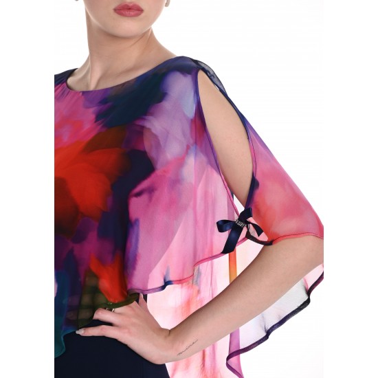 Frank Lyman - Woven Dress #258320 - Navy/Pink