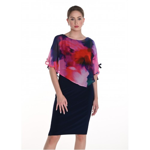 Frank Lyman - Woven Dress #258320 - Navy/Pink