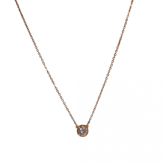 Merx Sofistica Crystals Bezel Pendant Necklace - Rose Gold/Crystal #85-3585