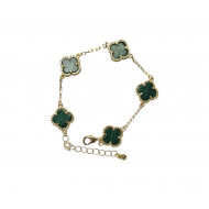 Merx Four Leaf Clover Bracelet - Gold/Malachite #720-114