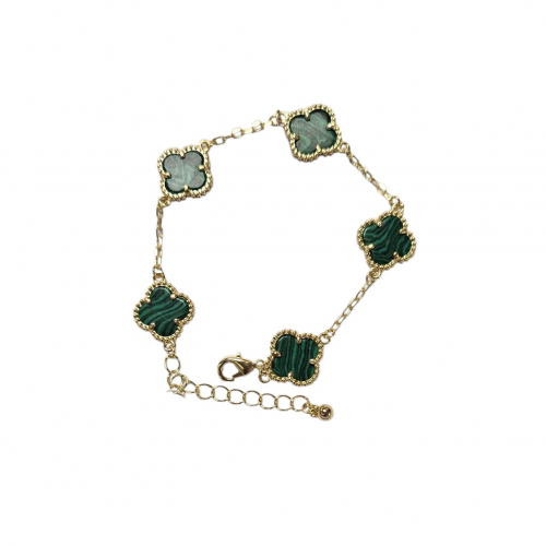 Merx Four Leaf Clover Bracelet - Gold/Malachite #720-114