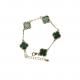 Merx Four Leaf Clover Bracelet - Gold/Malachite #720-114
