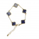 Merx Four Leaf Clover Bracelet - Gold/Blue Agate #720-118