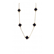 Merx Four Leaf Clover Short Necklace - Gold/Blue Agate #700-118