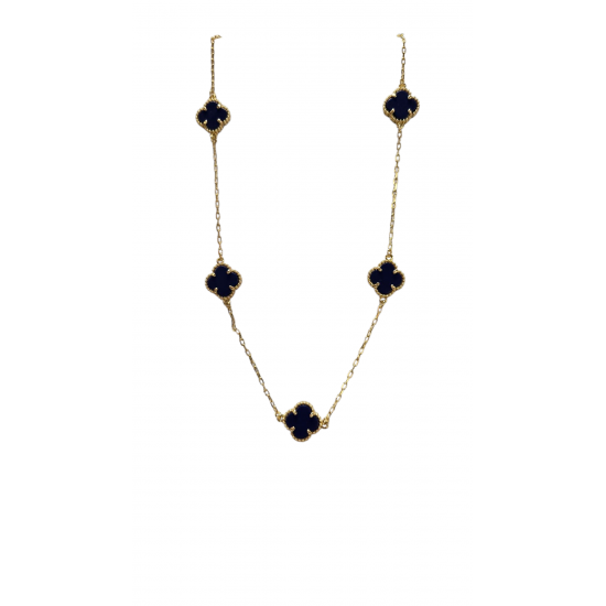 Merx Four Leaf Clover Short Necklace - Gold/Blue Agate #700-118