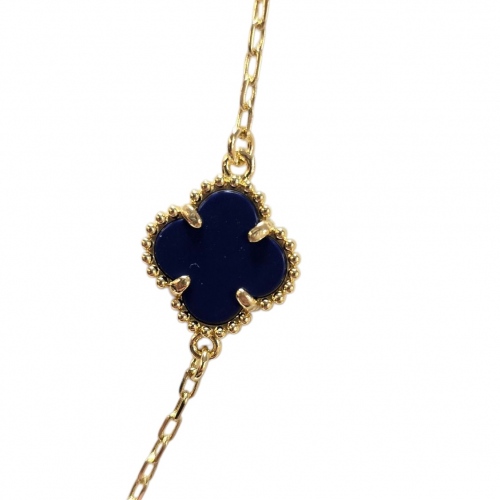 Merx Four Leaf Clover Bracelet - Gold/Blue Agate #720-118
